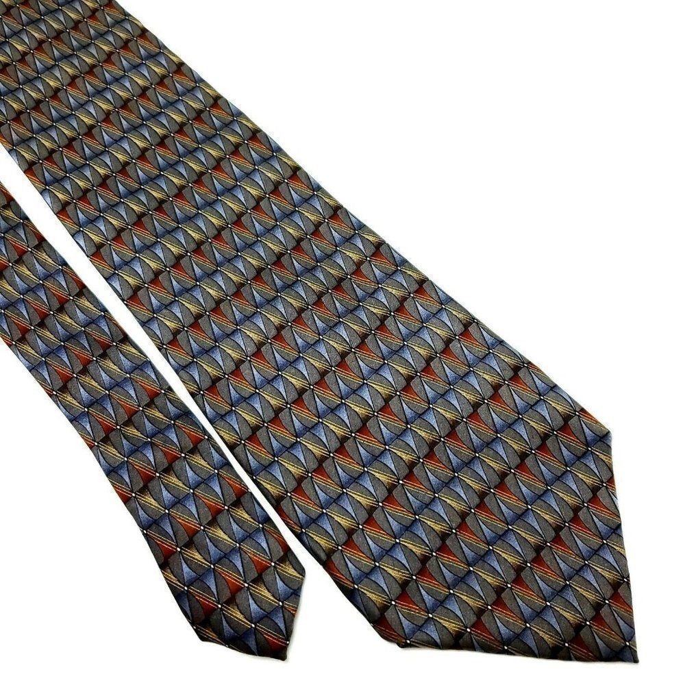 Van Heusen Silk Tie Print Green Wide Geometric‎